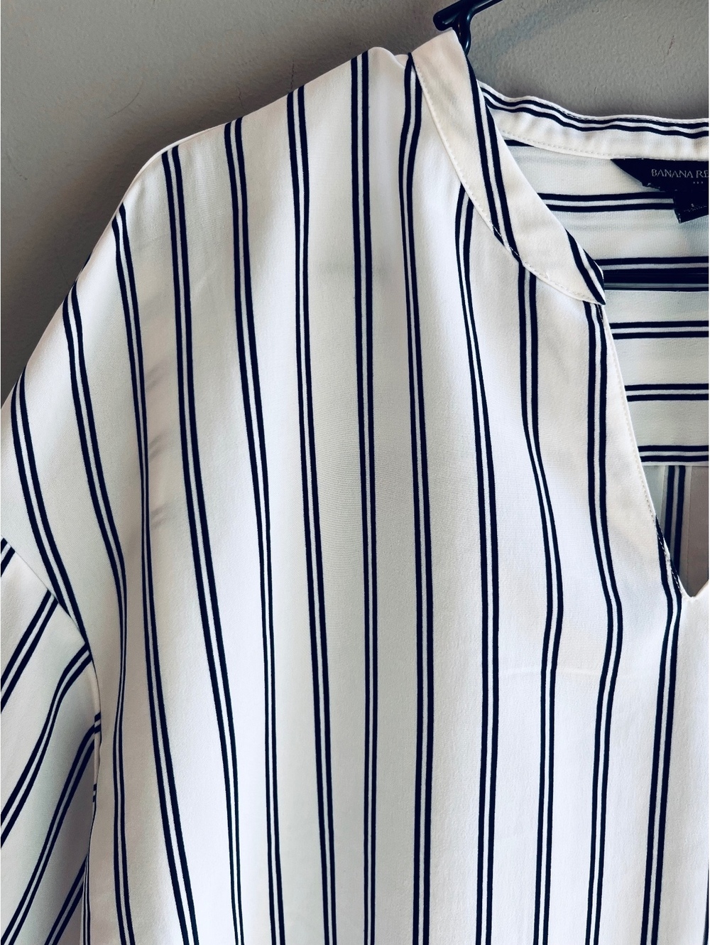 Banana Republic Classic Black White 3/4 Length Sleeve Blouse Size Large - Picture 5 of 9